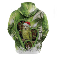 Kakapo New Zealand Christmas In July Zip Hoodie NZ Aroha Koru Fern Marble Vibes