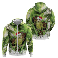 Kakapo New Zealand Christmas In July Zip Hoodie NZ Aroha Koru Fern Marble Vibes