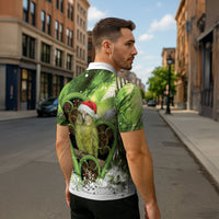 Kakapo New Zealand Christmas In July Zipper Polo Shirt NZ Aroha Koru Fern Marble Vibes LT14 - Polynesian Pride