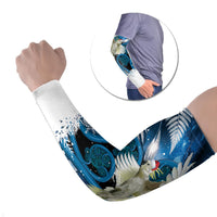 Sulphur-crested Cockatoo New Zealand Christmas In July Arm Sleeves NZ Aroha Koru Fern Marble Vibes