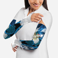 Sulphur-crested Cockatoo New Zealand Christmas In July Arm Sleeves NZ Aroha Koru Fern Marble Vibes
