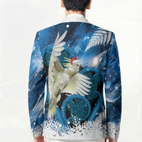 Sulphur-crested Cockatoo New Zealand Christmas In July Blazer NZ Aroha Koru Fern Marble Vibes