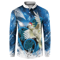 Sulphur-crested Cockatoo New Zealand Christmas In July Button Sweatshirt NZ Aroha Koru Fern Marble Vibes