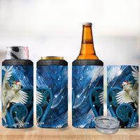 Sulphur-crested Cockatoo New Zealand Christmas In July 4 in 1 Can Cooler Tumbler NZ Aroha Koru Fern Marble Vibes