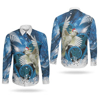 Sulphur-crested Cockatoo New Zealand Christmas In July Couples Matching Long Sleeve Bodycon Dress and Long Sleeve Button Shirt NZ Aroha Koru Fern Marble Vibes LT14 - Polynesian Pride