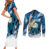 Sulphur-crested Cockatoo New Zealand Christmas In July Couples Matching Short Sleeve Bodycon Dress and Long Sleeve Button Shirt NZ Aroha Koru Fern Marble Vibes