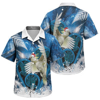 Sulphur-crested Cockatoo New Zealand Christmas In July Family Matching Mermaid Dress and Hawaiian Shirt NZ Aroha Koru Fern Marble Vibes LT14 Son's Shirt Blue - Polynesian Pride