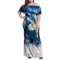 Sulphur-crested Cockatoo New Zealand Christmas In July Family Matching Off Shoulder Maxi Dress and Hawaiian Shirt NZ Aroha Koru Fern Marble Vibes