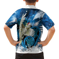 Sulphur-crested Cockatoo New Zealand Christmas In July Family Matching Off Shoulder Short Dress and Hawaiian Shirt NZ Aroha Koru Fern Marble Vibes