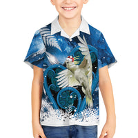 Sulphur-crested Cockatoo New Zealand Christmas In July Family Matching Summer Maxi Dress and Hawaiian Shirt NZ Aroha Koru Fern Marble Vibes
