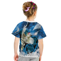 Sulphur-crested Cockatoo New Zealand Christmas In July Kid T Shirt NZ Aroha Koru Fern Marble Vibes