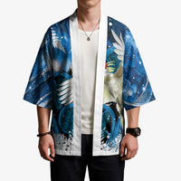 Sulphur-crested Cockatoo New Zealand Christmas In July Kimono NZ Aroha Koru Fern Marble Vibes
