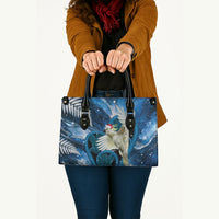 Sulphur-crested Cockatoo New Zealand Christmas In July Leather Bag NZ Aroha Koru Fern Marble Vibes