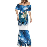 Sulphur-crested Cockatoo New Zealand Christmas In July Mermaid Dress NZ Aroha Koru Fern Marble Vibes