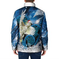 Sulphur-crested Cockatoo New Zealand Christmas In July Padded Jacket NZ Aroha Koru Fern Marble Vibes