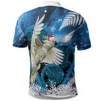 Sulphur-crested Cockatoo New Zealand Christmas In July Polo Shirt NZ Aroha Koru Fern Marble Vibes LT14 - Polynesian Pride