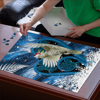 Sulphur-crested Cockatoo New Zealand Christmas In July Puzzle NZ Aroha Koru Fern Marble Vibes