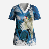 Sulphur-crested Cockatoo New Zealand Christmas In July Scrub Top NZ Aroha Koru Fern Marble Vibes
