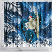 Sulphur-crested Cockatoo New Zealand Christmas In July Shower Curtain NZ Aroha Koru Fern Marble Vibes
