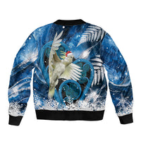 Sulphur-crested Cockatoo New Zealand Christmas In July Sleeve Zip Bomber Jacket NZ Aroha Koru Fern Marble Vibes