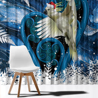 Sulphur-crested Cockatoo New Zealand Christmas In July Window Curtain NZ Aroha Koru Fern Marble Vibes