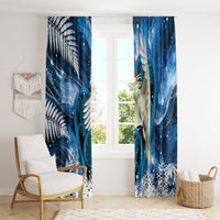 Sulphur-crested Cockatoo New Zealand Christmas In July Window Curtain NZ Aroha Koru Fern Marble Vibes