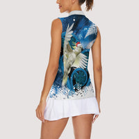 Sulphur-crested Cockatoo New Zealand Christmas In July Women Sleeveless Polo Shirt NZ Aroha Koru Fern Marble Vibes