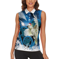 Sulphur-crested Cockatoo New Zealand Christmas In July Women Sleeveless Polo Shirt NZ Aroha Koru Fern Marble Vibes