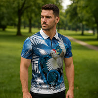Sulphur-crested Cockatoo New Zealand Christmas In July Zipper Polo Shirt NZ Aroha Koru Fern Marble Vibes LT14 - Polynesian Pride