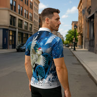 Sulphur-crested Cockatoo New Zealand Christmas In July Zipper Polo Shirt NZ Aroha Koru Fern Marble Vibes