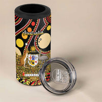 Vanuatu and Australia 4 in 1 Can Cooler Tumbler Vanuatuan Polynesian Mix Aussie Aboriginal Art