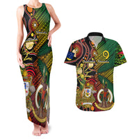 Vanuatu and Australia Couples Matching Tank Maxi Dress And Hawaiian Shirt Vanuatuan Polynesian Mix Aussie Aboriginal Art LT14 Black - Polynesian Pride