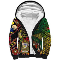 Vanuatu and Australia Sherpa Hoodie Vanuatuan Polynesian Mix Aussie Aboriginal Art LT14 Unisex Black - Polynesian Pride