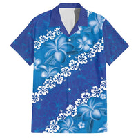 Vintage Blue Polynesia Family Matching Summer Maxi Dress and Hawaiian Shirt Plumeria With Hibiscus Tropical Vibes