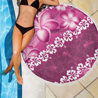 Vintage Pink Polynesia Beach Blanket Plumeria With Hibiscus Tropical Vibes