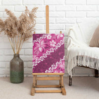 Vintage Pink Polynesia Canvas Wall Art Plumeria With Hibiscus Tropical Vibes