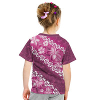 Vintage Pink Polynesia Kid T Shirt Plumeria With Hibiscus Tropical Vibes