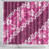 Vintage Pink Polynesia Shower Curtain Plumeria With Hibiscus Tropical Vibes