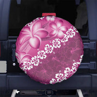 Vintage Pink Polynesia Spare Tire Cover Plumeria With Hibiscus Tropical Vibes