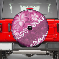 Vintage Pink Polynesia Spare Tire Cover Plumeria With Hibiscus Tropical Vibes