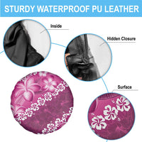 Vintage Pink Polynesia Spare Tire Cover Plumeria With Hibiscus Tropical Vibes