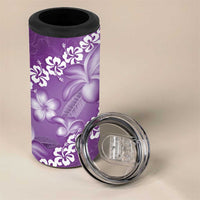Vintage Purple Polynesia 4 in 1 Can Cooler Tumbler Plumeria With Hibiscus Tropical Vibes