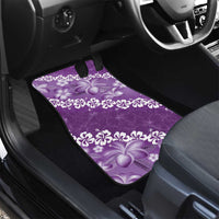 Vintage Purple Polynesia Car Mats Plumeria With Hibiscus Tropical Vibes