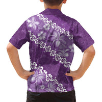 Vintage Purple Polynesia Family Matching Tank Maxi Dress and Hawaiian Shirt Plumeria With Hibiscus Tropical Vibes