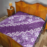 Vintage Purple Polynesia Quilt Plumeria With Hibiscus Tropical Vibes