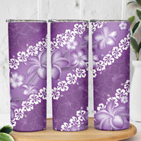 Vintage Purple Polynesia Skinny Tumbler Plumeria With Hibiscus Tropical Vibes