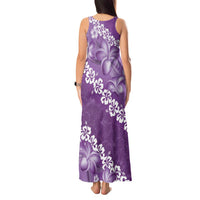 Vintage Purple Polynesia Tank Maxi Dress Plumeria With Hibiscus Tropical Vibes