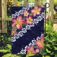 Blue Polynesia Garden Flag Plumeria With Hibiscus Pattern Tropical Vibes