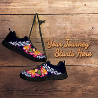 Blue Polynesia Sneakers Plumeria With Hibiscus Pattern Tropical Vibes