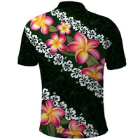 Green Polynesia Polo Shirt Plumeria With Hibiscus Pattern Tropical Vibes